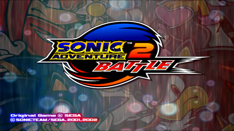 Titelbildschirm von Sonic Adventure 2 Battle für den Nintendo GameCube, veröffentlicht 2002.
