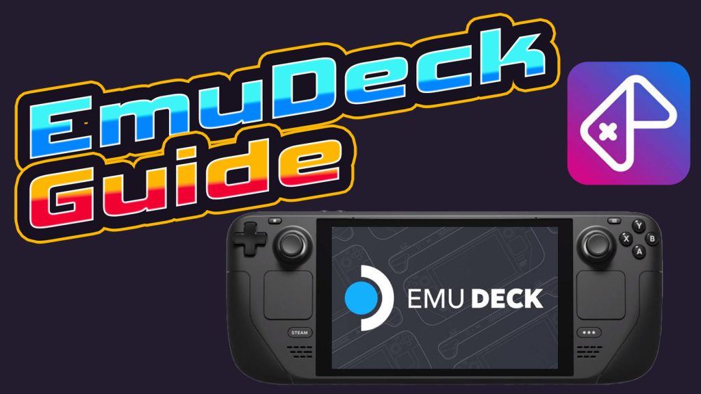 Beitragsbild EmuDeck Guide – Steam Deck mit EmuDeck-Logo und Anleitung zur Installation von Emulatoren für Retro-Gaming auf SteamOS.