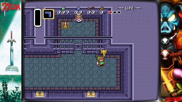 The Legend of Zelda: A Link to the Past – Link findet Prinzessin Zelda im Kerker des Schlosses.