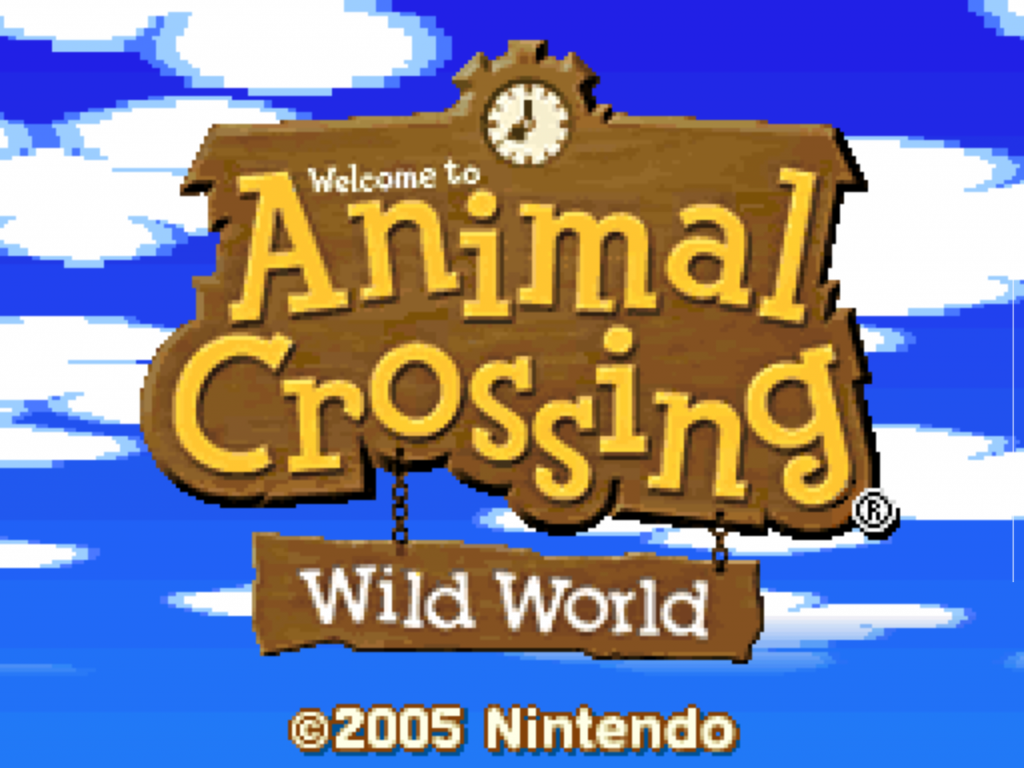 Startbildschirm von Animal Crossing Wild World auf dem Nintendo DS, erschienen 2005. Der Retro-Klassiker gilt bis heute als eines der beliebtesten Cozy Games und prägt das Genre mit seinem entspannenden Dorfleben.