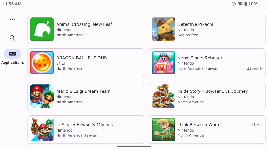 Azahar Emulator mit einer Spielebibliothek für Nintendo 3DS. Angezeigt sind Titel wie Pokémon X/Y, The Legend of Zelda A Link Between Worlds und Fire Emblem Awakening. Azahar ist der moderne Nachfolger von Citra mit flüssiger Performance und hochskalierter Grafik.