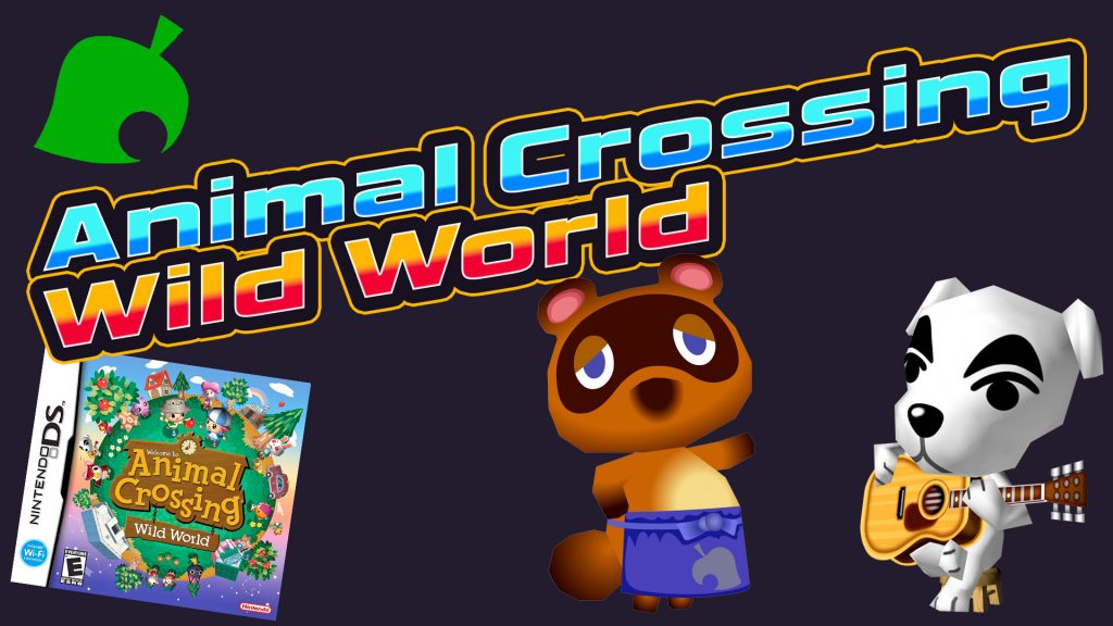Beitragsbild zu meiner Animal Crossing Wild World Review auf Retro Legends. Gezeigt werden das offizielle Nintendo-DS-Cover, Tom Nook und K.K. Slider – die ikonischen Figuren des Klassikers von 2005, der bis heute als beliebtes Cozy Game gilt.
